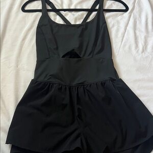 FP Movement by Free People Black Cross-Back Bodysuit